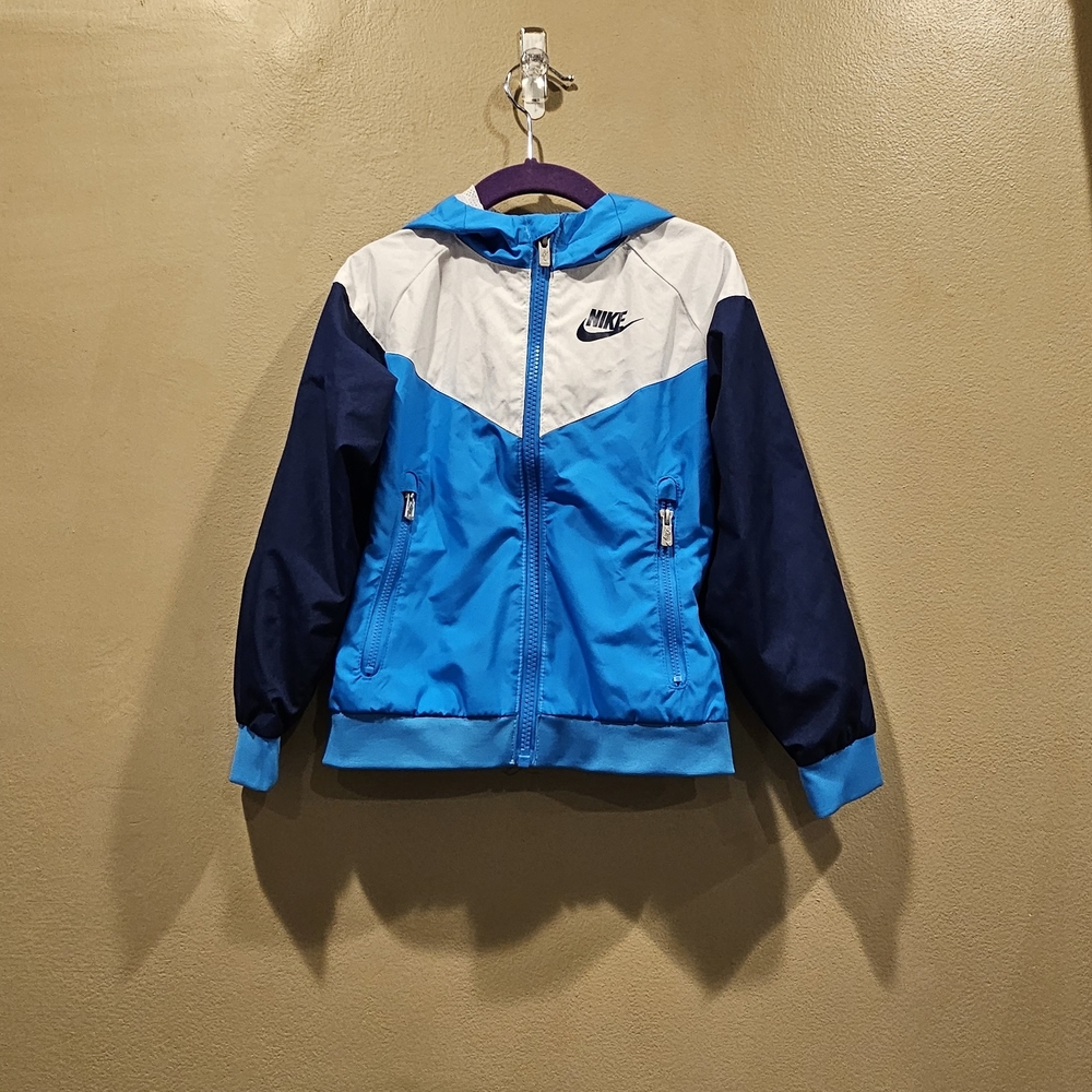 Nike Sportswear Windrunner Hooded Jacket- White Navy Blue Blue